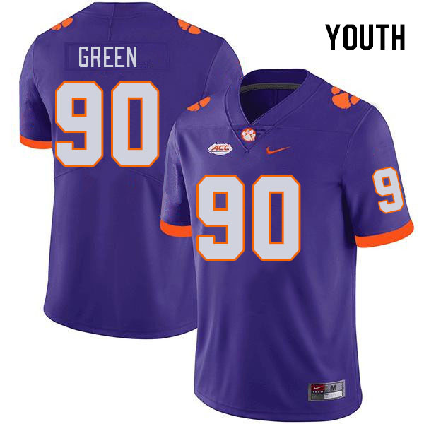 Youth #90 Stephiylan Green Clemson Tigers College Football Jerseys Stitched-Purple